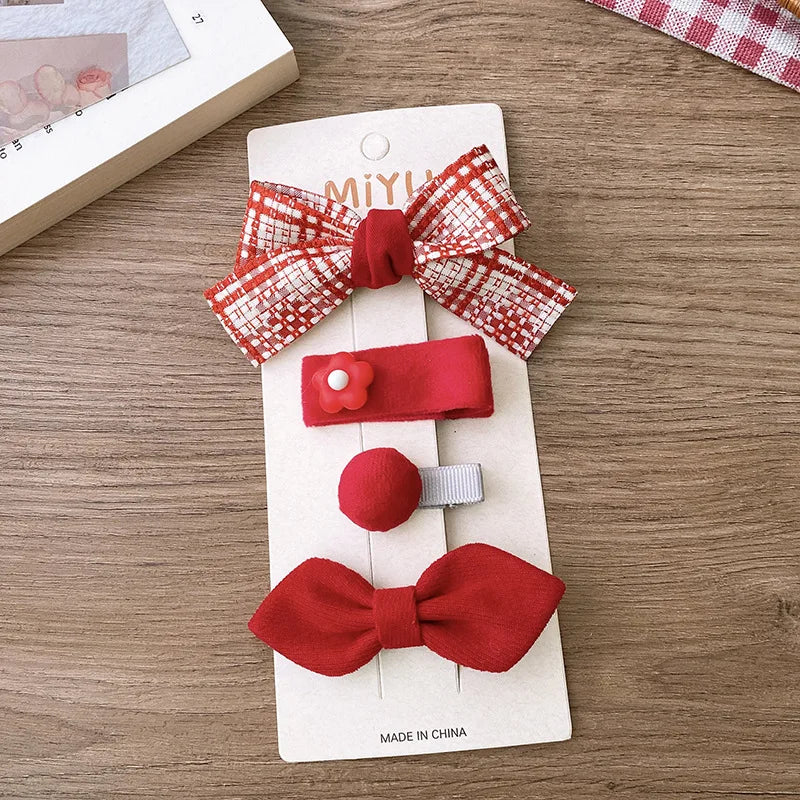 2/4PCS Red Christmas Baby Hair Pins