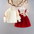 Baby Girls Dress Set Skirt and Sweat 2pc Suit Winter Plush Christmas Dress for Kids Children Clothes Casual Dress for Girl
