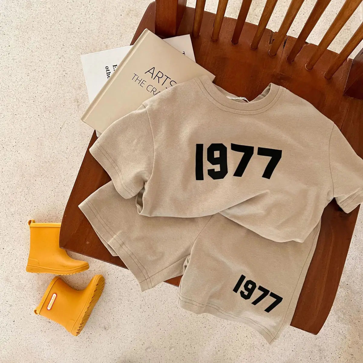 Cotton 1977 Print short sleeve Top and Bottom Set
