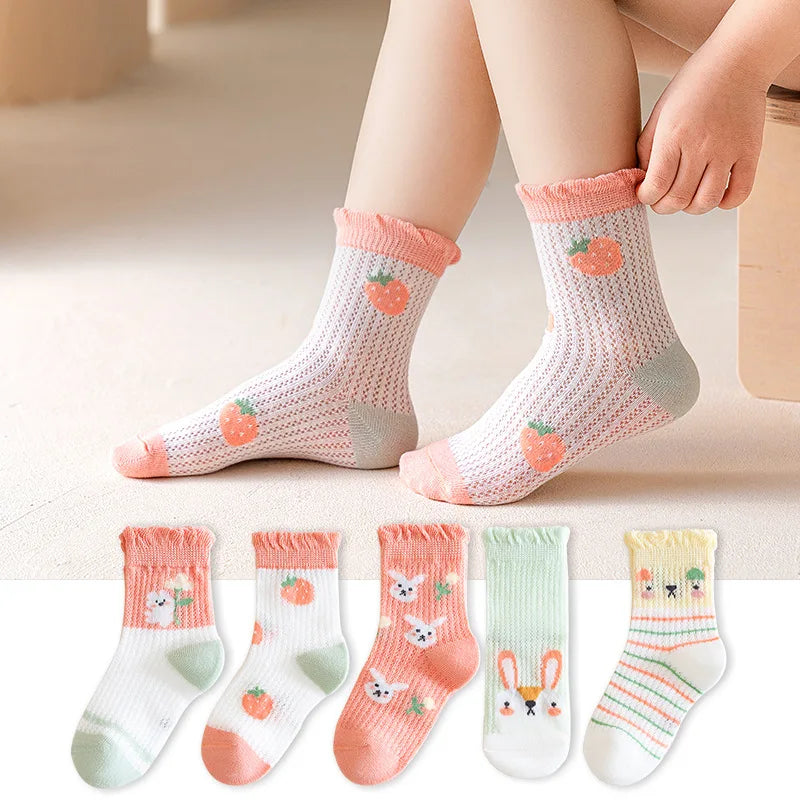 5 Pairs Socks Cotton Breathable Mesh