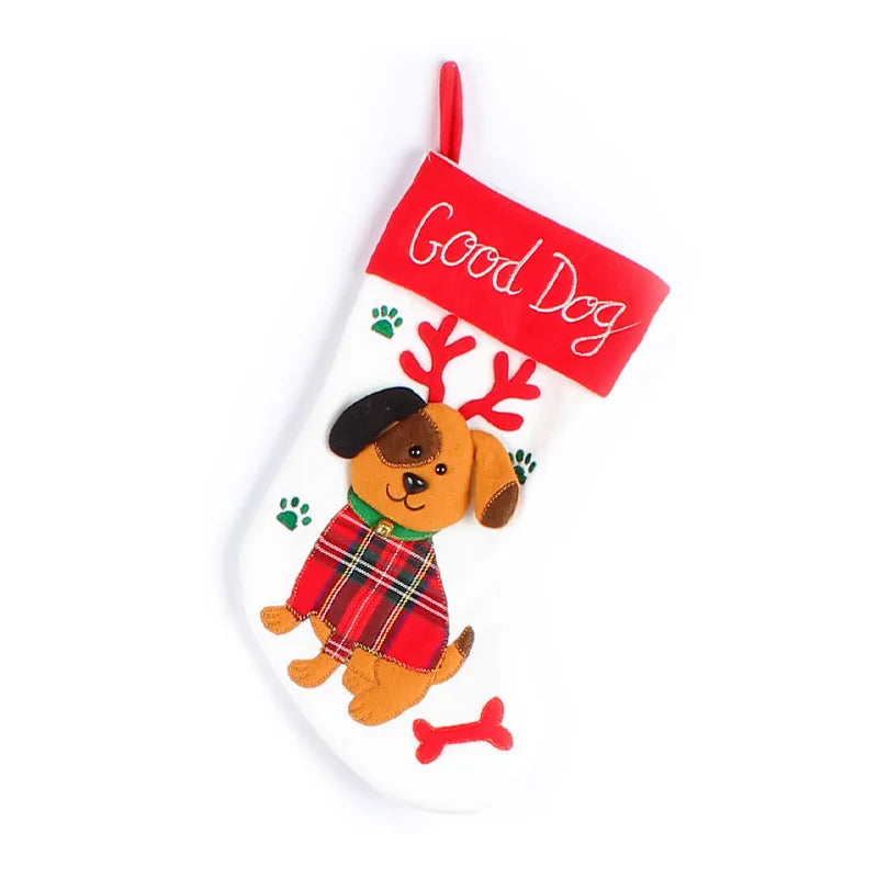 Cute Dogs and Cats Cartoon Christmas Stockings, Pendant, Christmas Tree Gift Bag, Decorative Socks