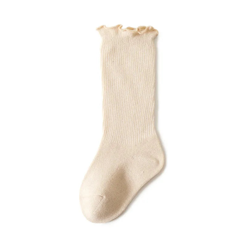 Baby Girl Knee High Socks Newborn Baby Socks Solid Color Cotton Ruffle Kids Long Socks Toddler Girls Christmas Children's Socka