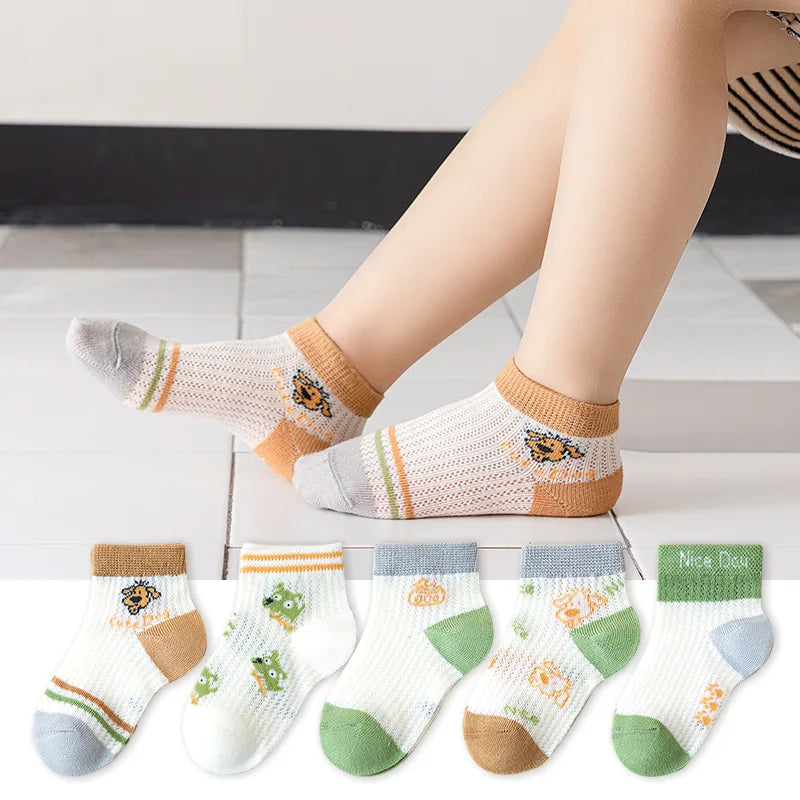 5 Pairs Socks Cotton Breathable Mesh