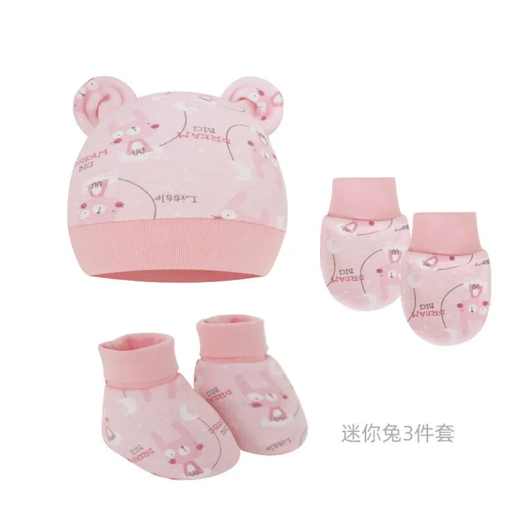 5pcs Baby Cartoon Anti-scratch Gloves Hat Foot Cover Set