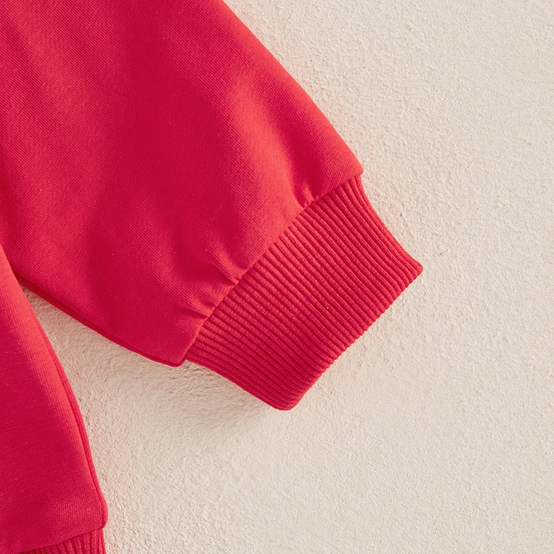 Boy Valentine's Day Outfit Letter Print Sweatshirt and Elastic Pants