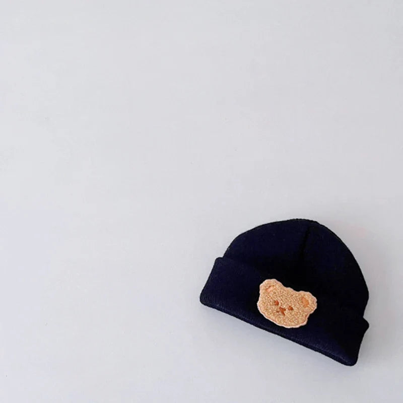 Cartoon Bear Baby Hat Cute Autumn Winter Warm Knitted Cap Beanies Infant Toddler Korean Solid Color Kids Boy Girl Beanie Caps 모자