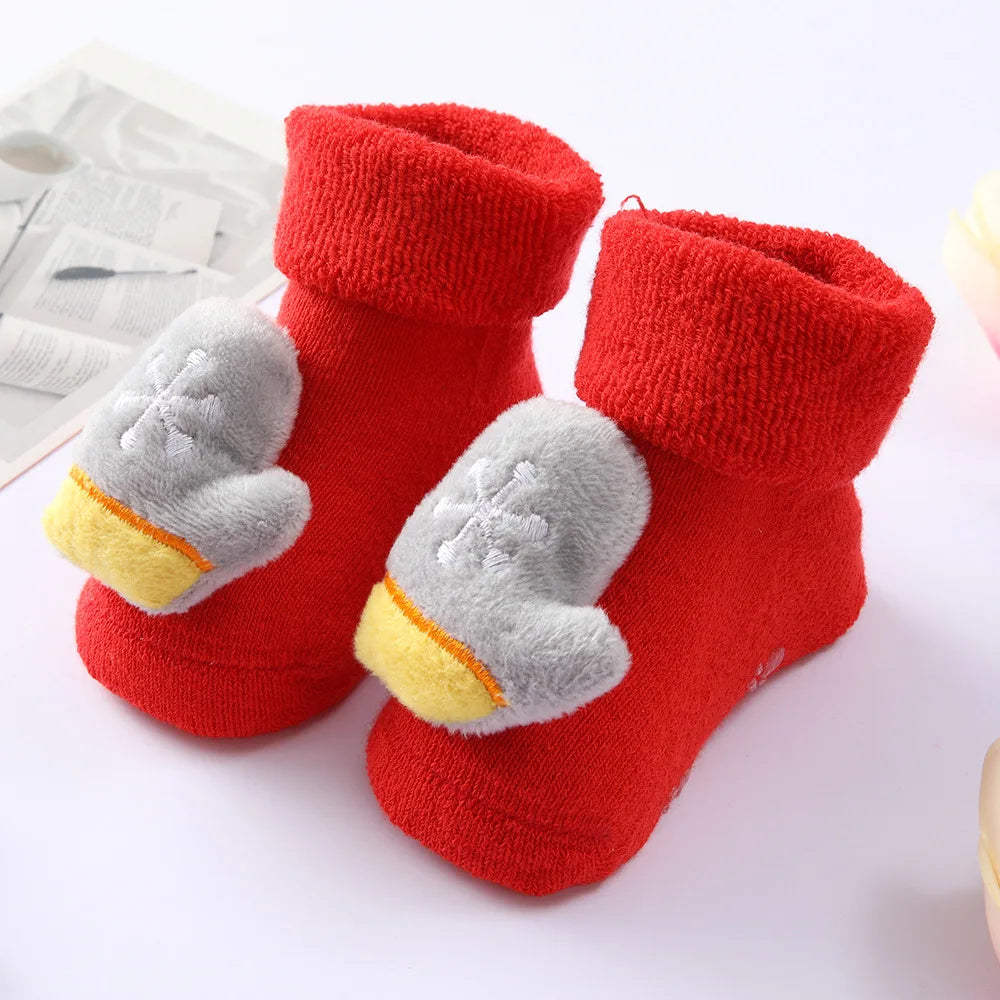 Baby Stuff Toddler Socks Boy Girl Autumn Winter Newborn Warm Cotton Sock Cartoon Animal Red Christmas Socks Infant Clothing 0-1y
