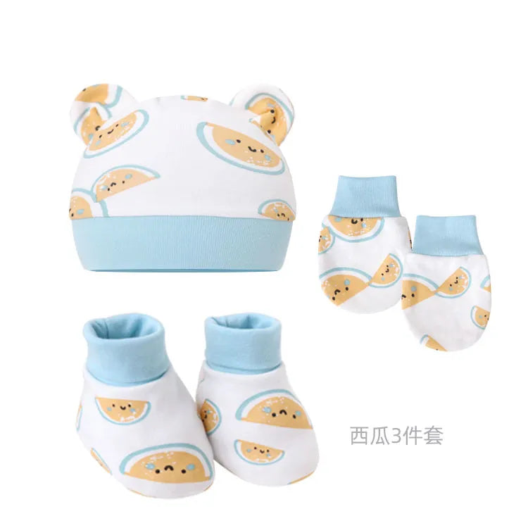 5pcs Baby Cartoon Anti-scratch Gloves Hat Foot Cover Set