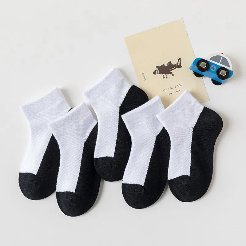 5 Pair Cotton Solid Children Socks