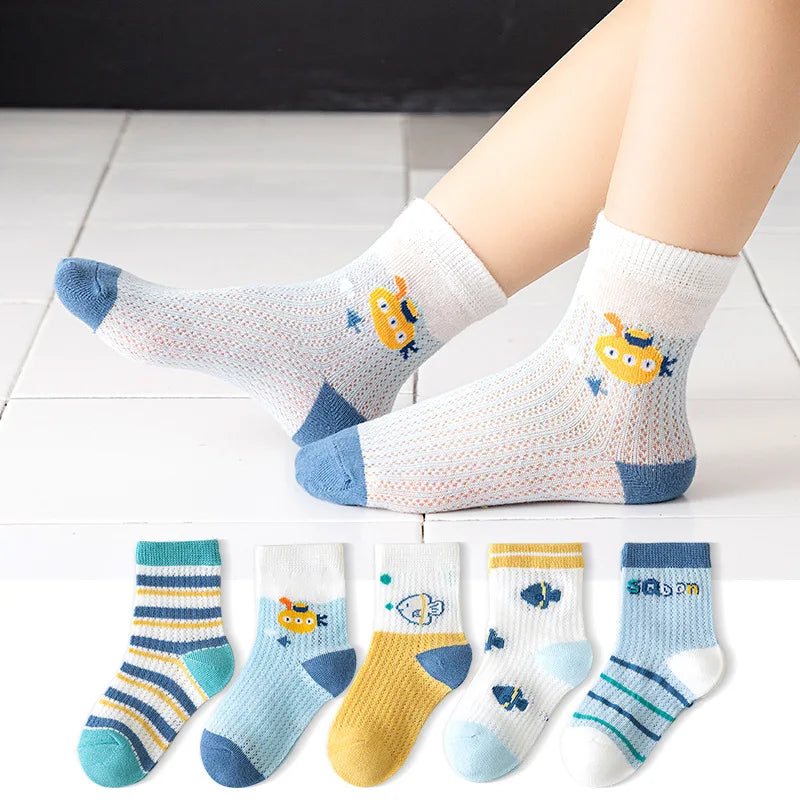 5 Pairs Socks Cotton Breathable Mesh