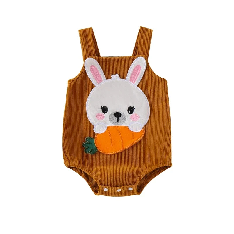 Carrot Embroidery Romper Overall
