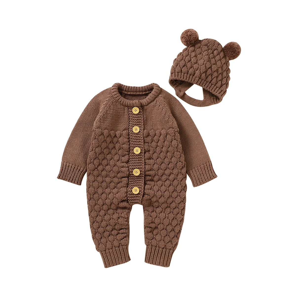 Baby 2PCS Winter Jumpsuit Bear Hat Set