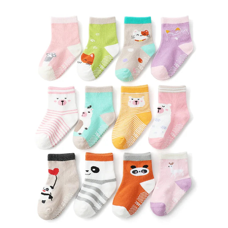 12 Pairs Cotton Non Slip Socks