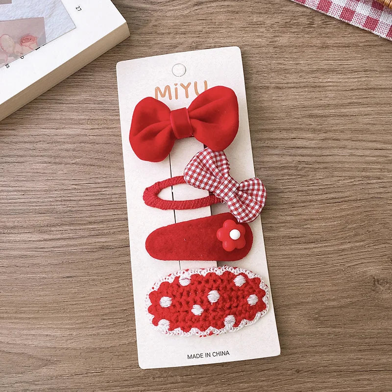 2/4PCS Red Christmas Baby Hair Pins