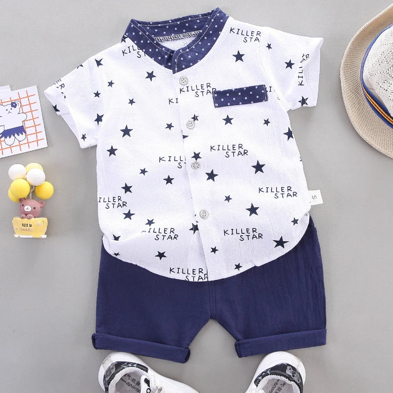 Boy's Suit shirt and Shorts 2PCS  Set