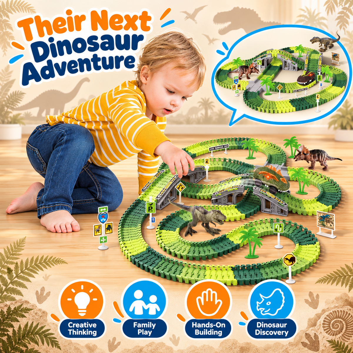 Montessori Dino World Race Track