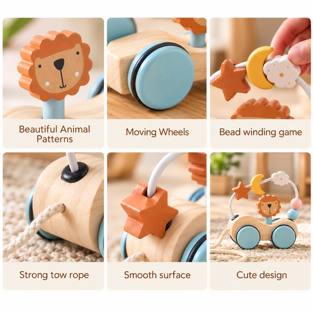 Montessori Lion Pull Car