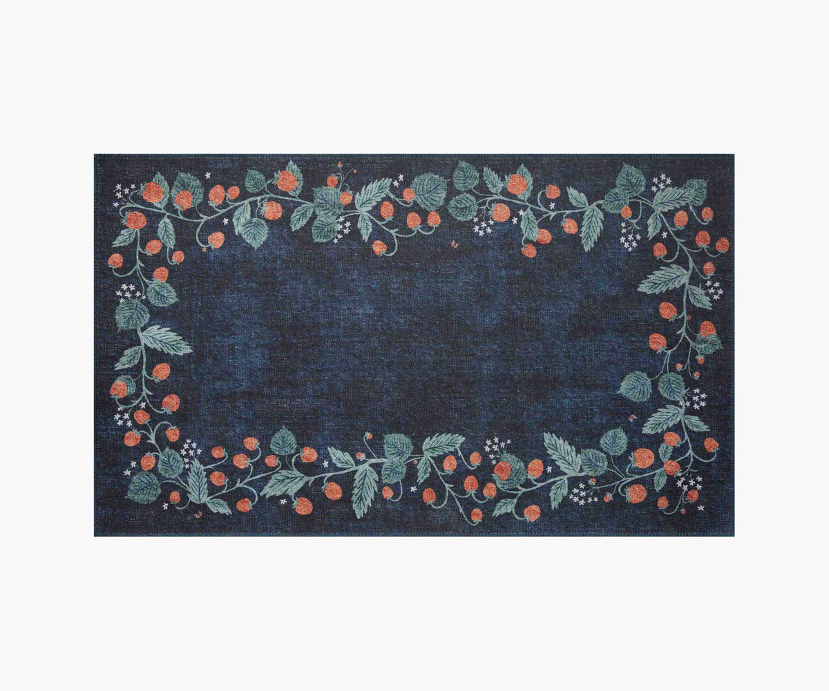 Atelier Strawberries Non-Slip Rug - Navy