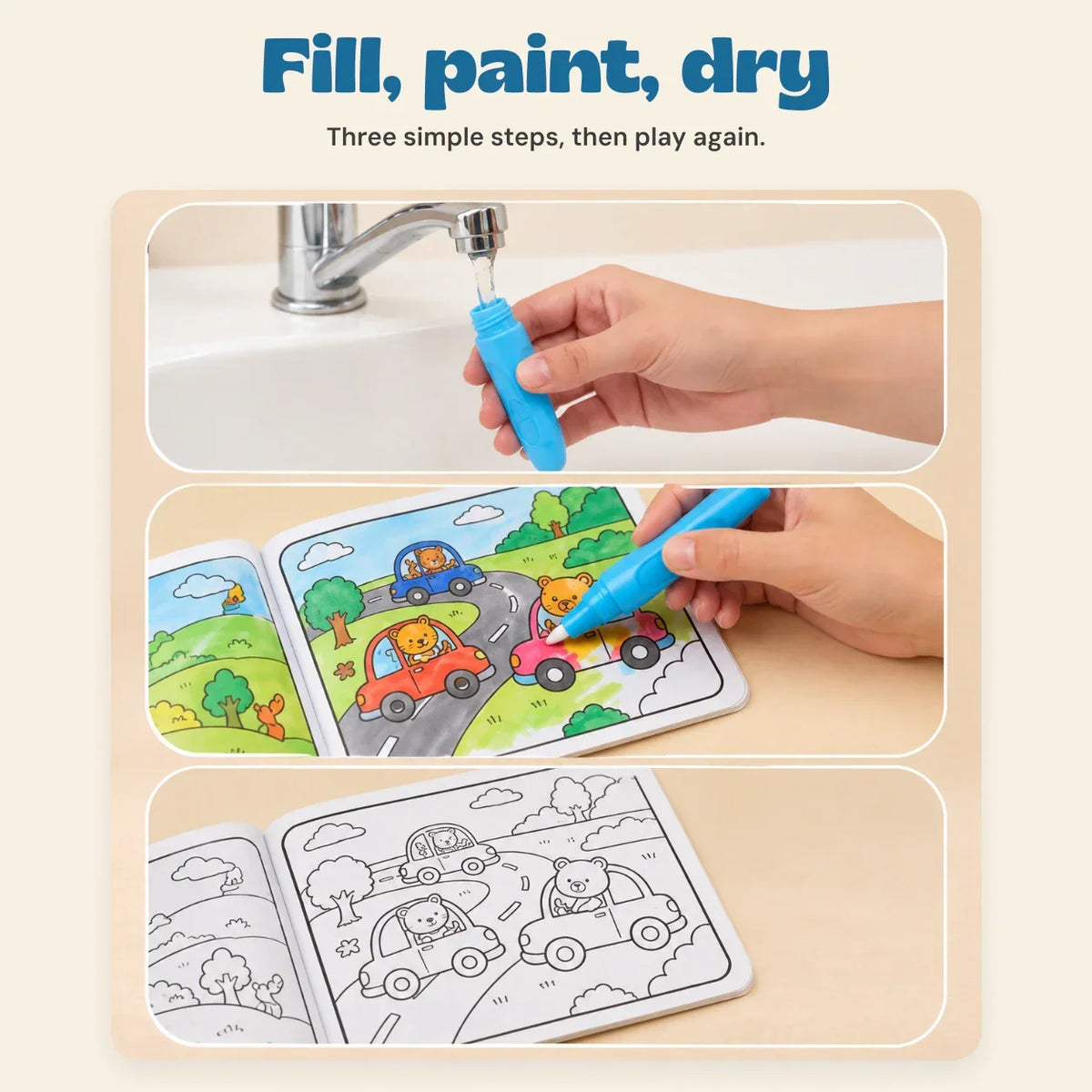 TibaToes™ Reusable Water Painting Book