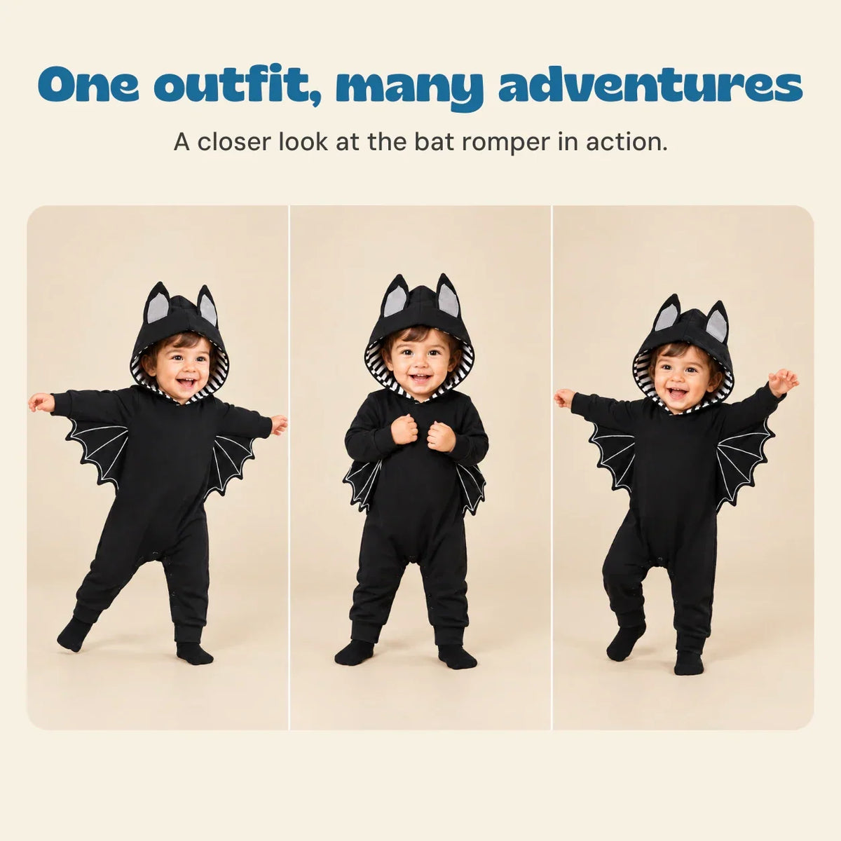 TibaToes™ Little Bat Hooded Romper