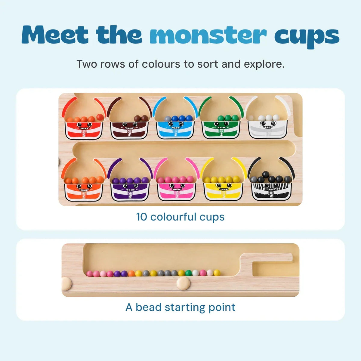 TibaToes™ Montessori Magnetic Monster Sorting Board