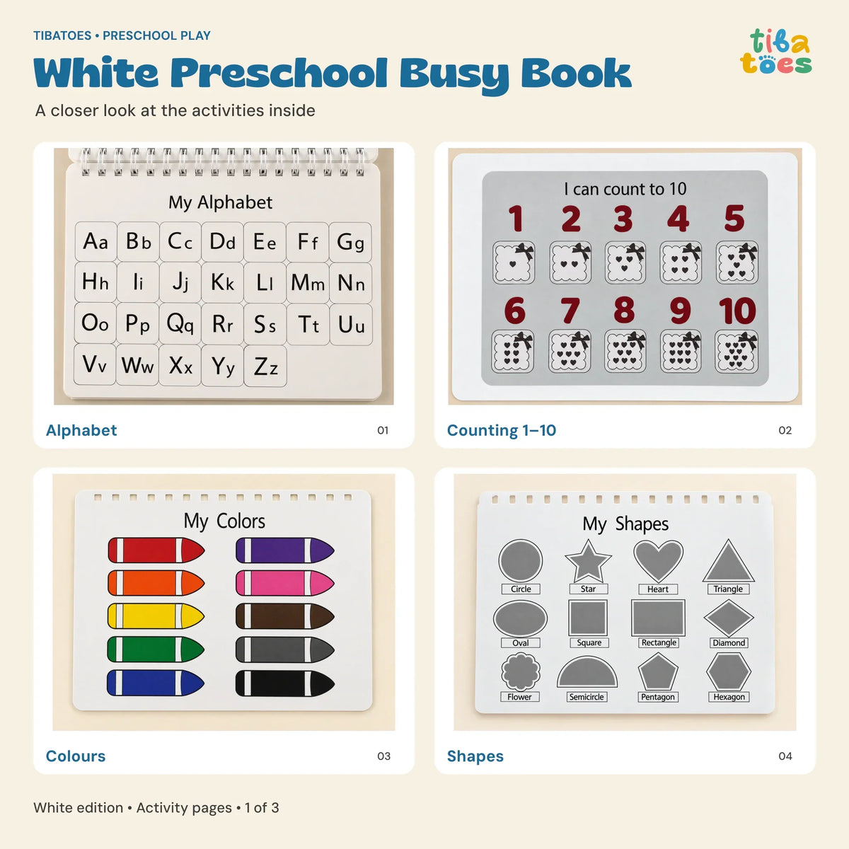TibaToes™ Montessori Preschool Busy Book