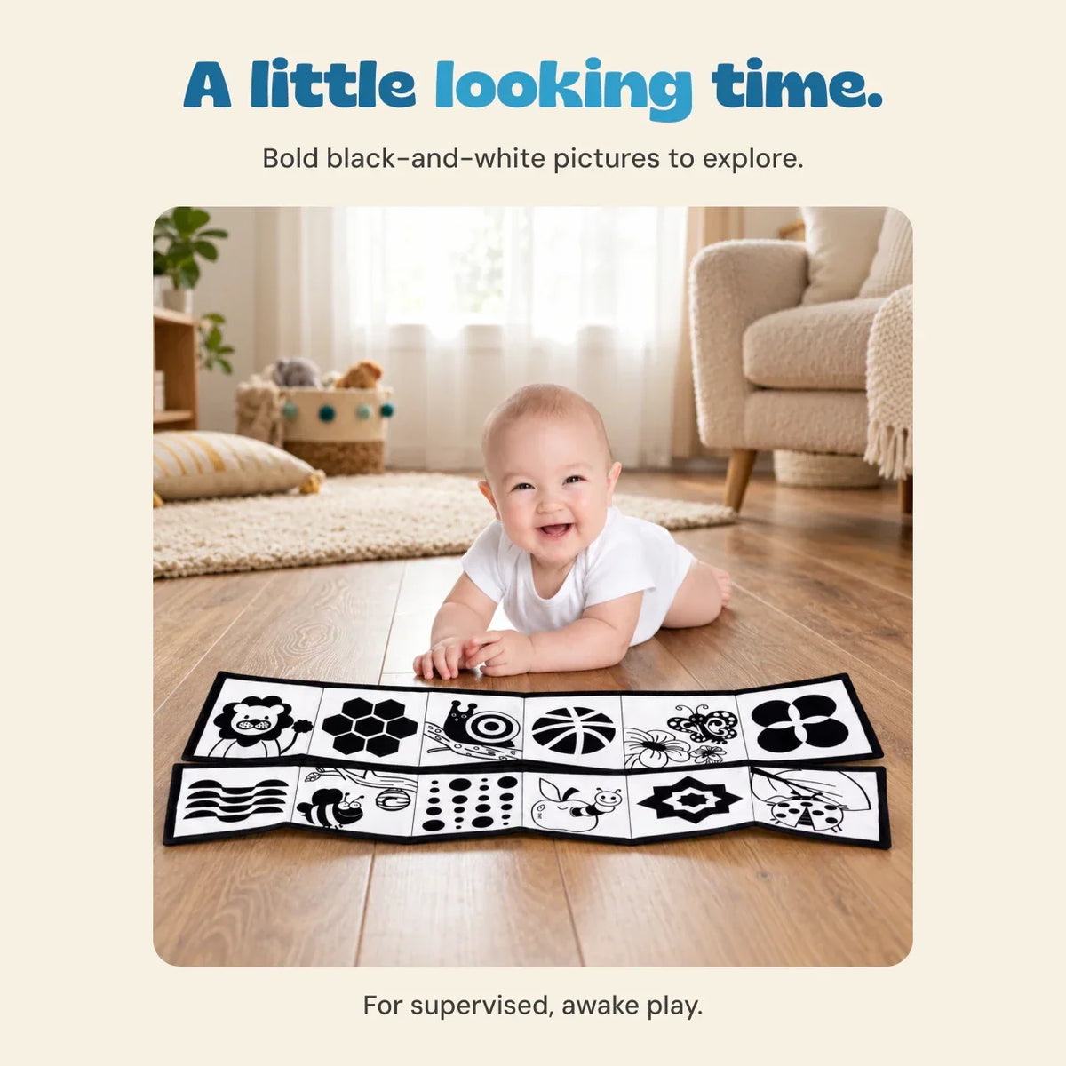 TibaToes Montessori Sensory Contrast Book