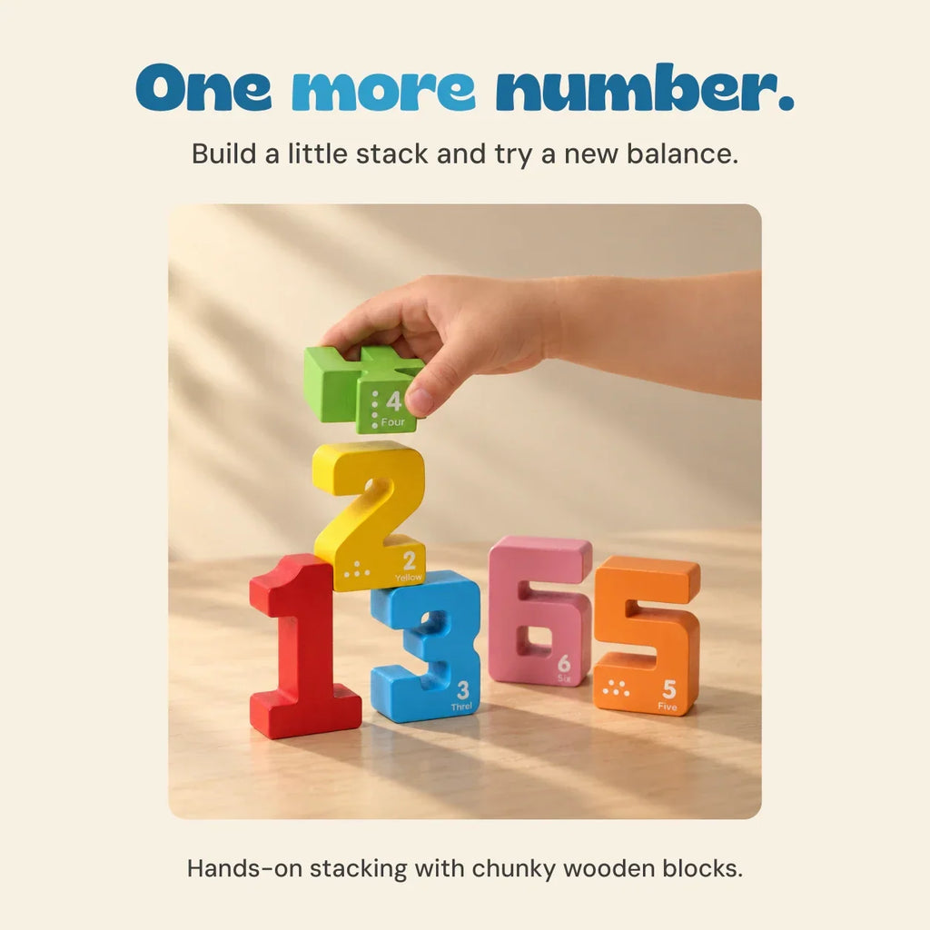TibaToes™ StackNum Wooden Number Blocks