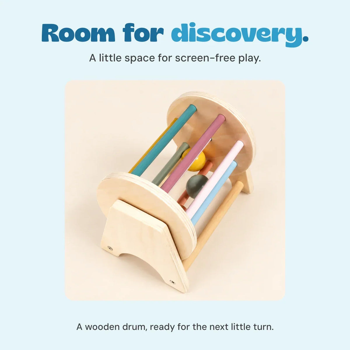 TibaToes™ Montessori Wooden Spinning Drum