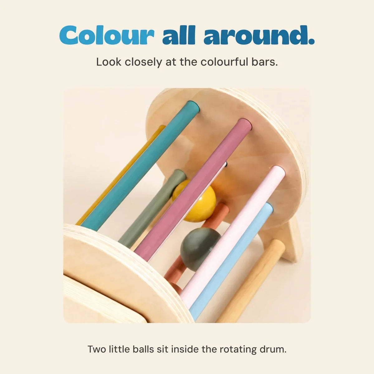 TibaToes™ Montessori Wooden Spinning Drum