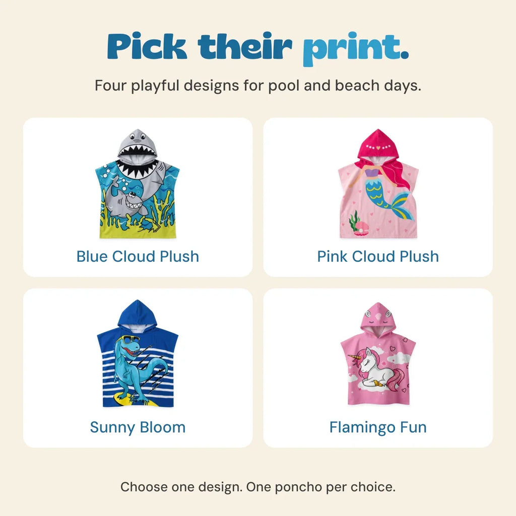 TibaToes™ Kids Hooded Beach Poncho Towel (3-8 years)