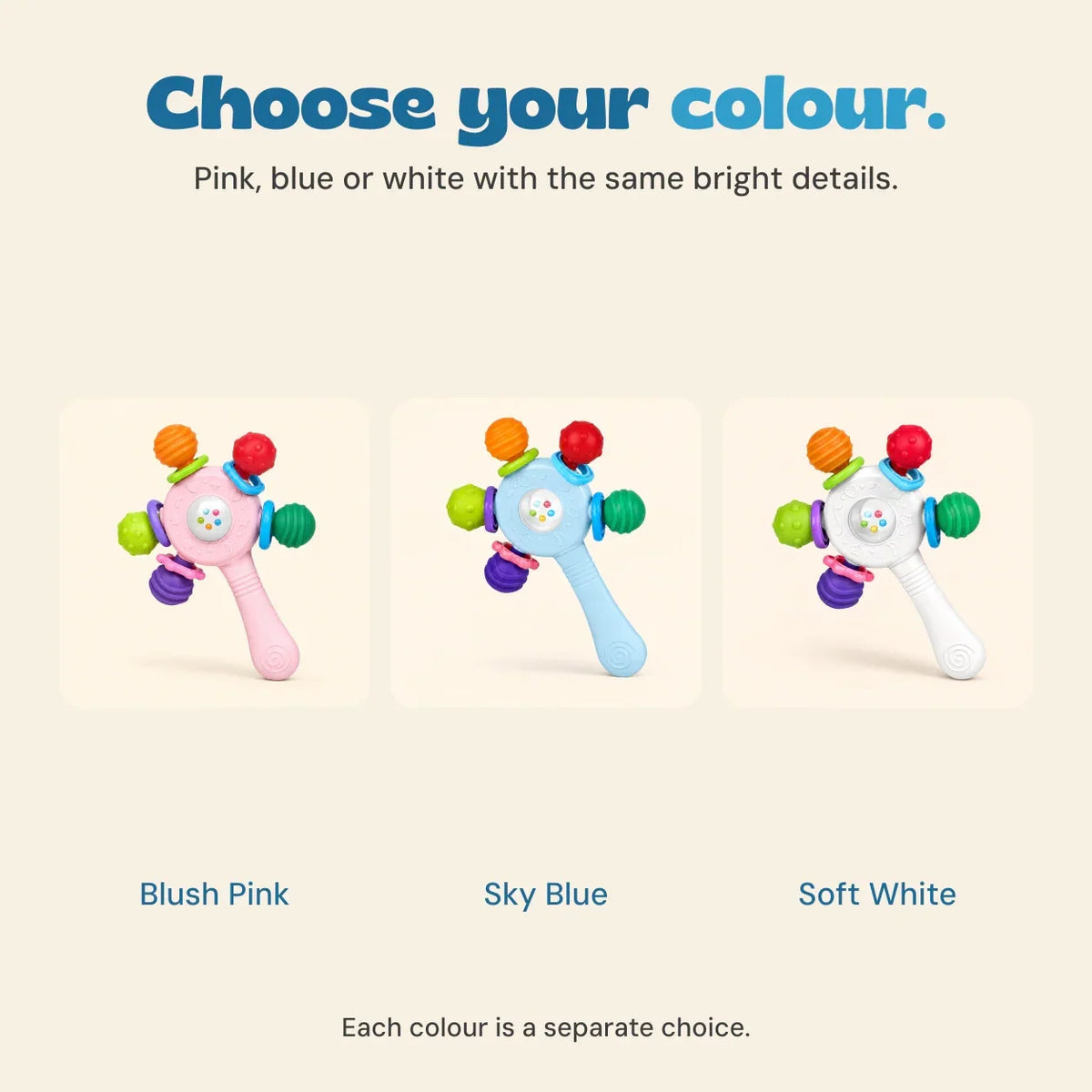 TibaToes™ RainbowGrip Baby Teether Rattle