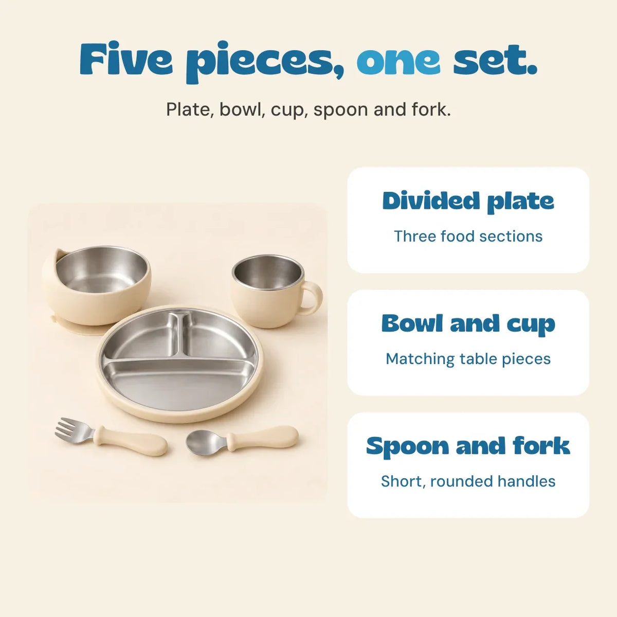 TibaToes™ LittleDine Stainless Steel Baby Feeding Set