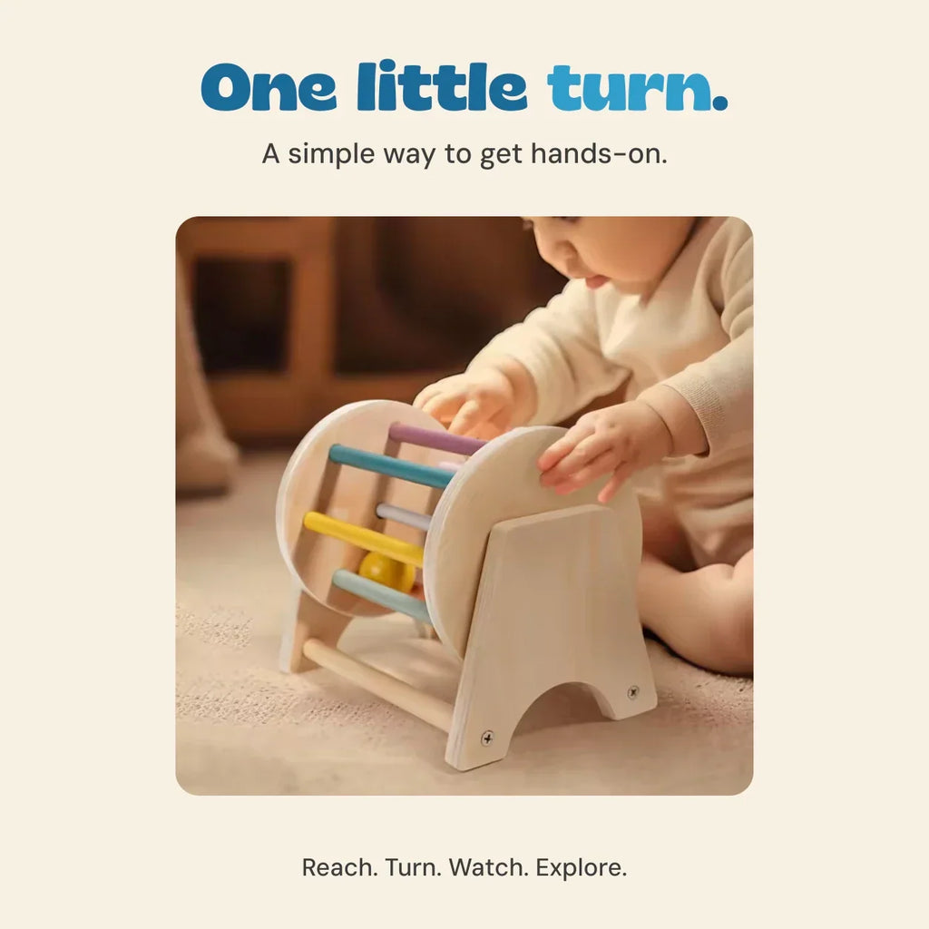 TibaToes™ Montessori Wooden Spinning Drum