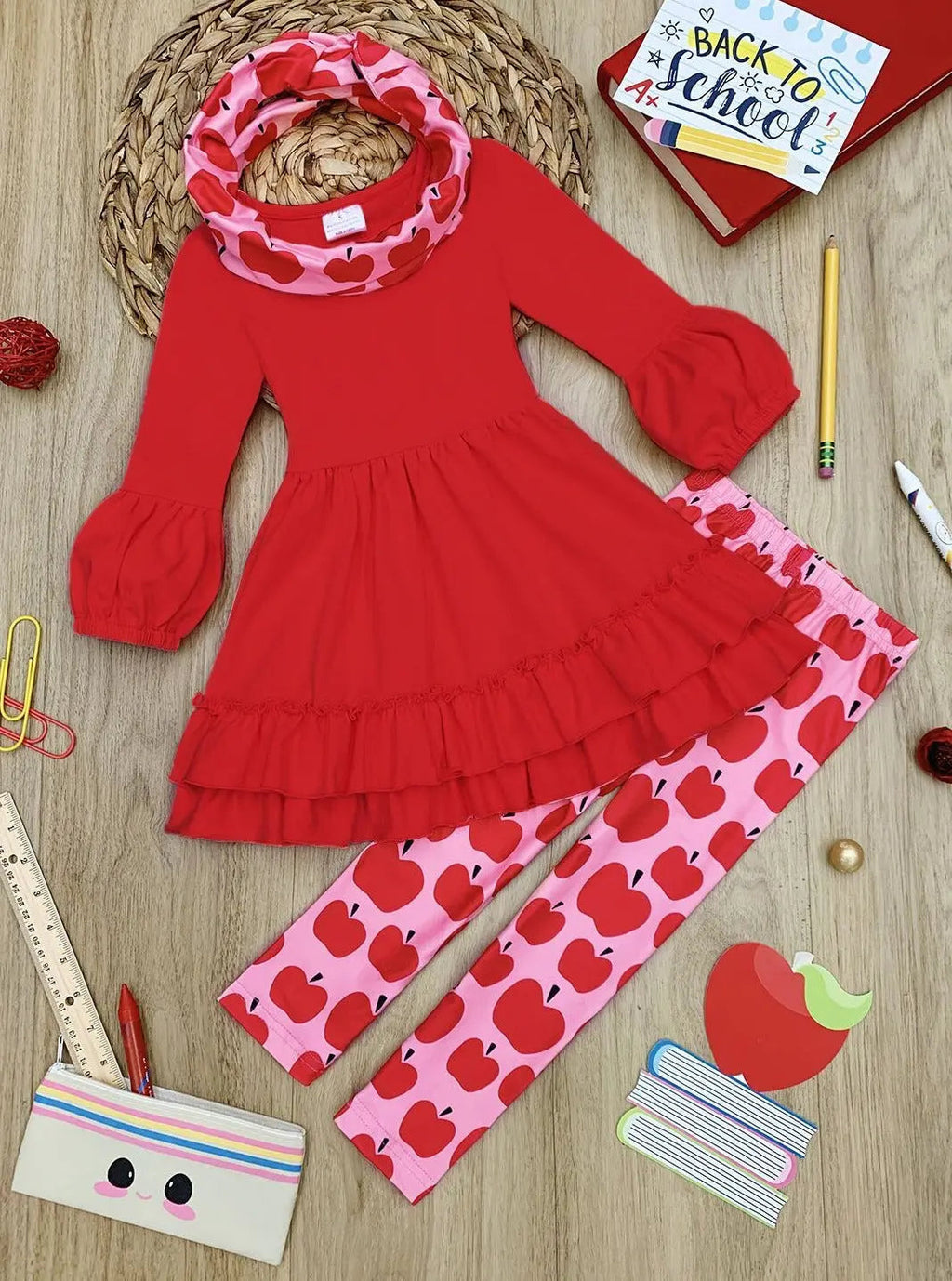 Apple Vision Tunic, Leggings and Scarf Set